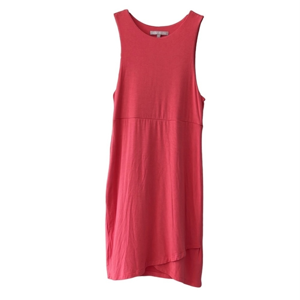 ATHLETA Dress La Palma Coral Knit Sleeveless Crossover Hem Size Large